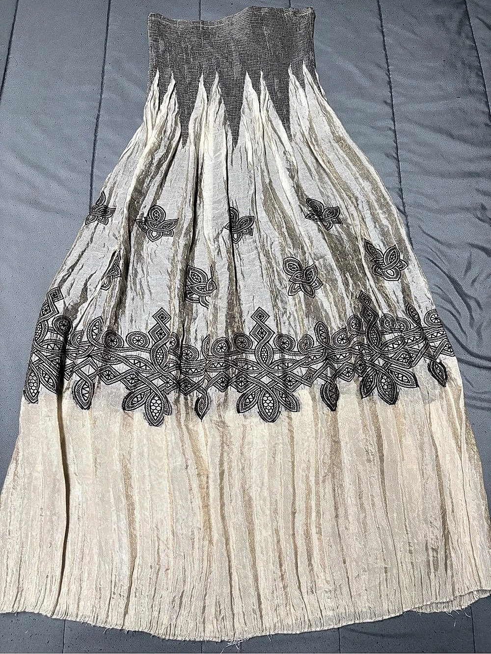 Love Culture Paisley Pleated Maxi Skirt in Cream & Brown Like New